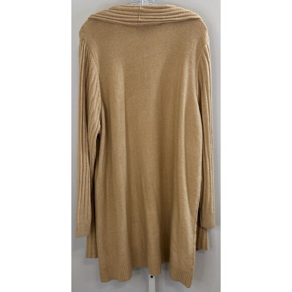 Lane Bryant Women’s 18/20 Plus Open Front Longline Cardigan Sweater Tan Duster - Picture 2 of 8